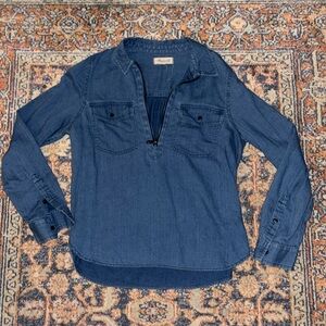 Madewell denim half zip shirt